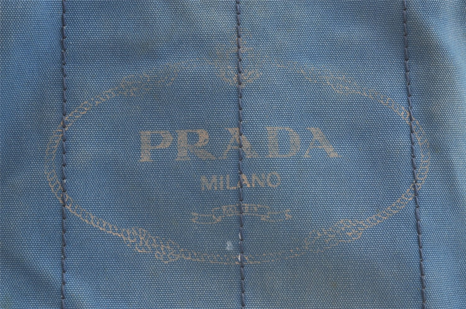 Authentic PRADA Canapa M Canvas Tote Hand Bag Blue 3970K