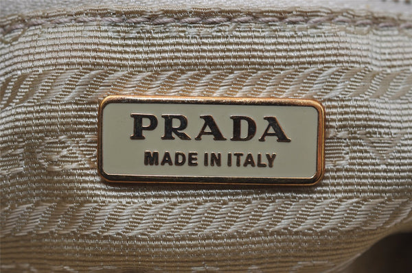 Authentic PRADA Nylon Tessuto Saffiano Leather Shoulder Hand Bag Beige 3971I