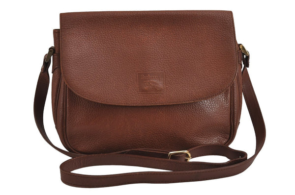 Authentic Burberrys Vintage Leather Shoulder Cross Body Bag Purse Brown 3971J