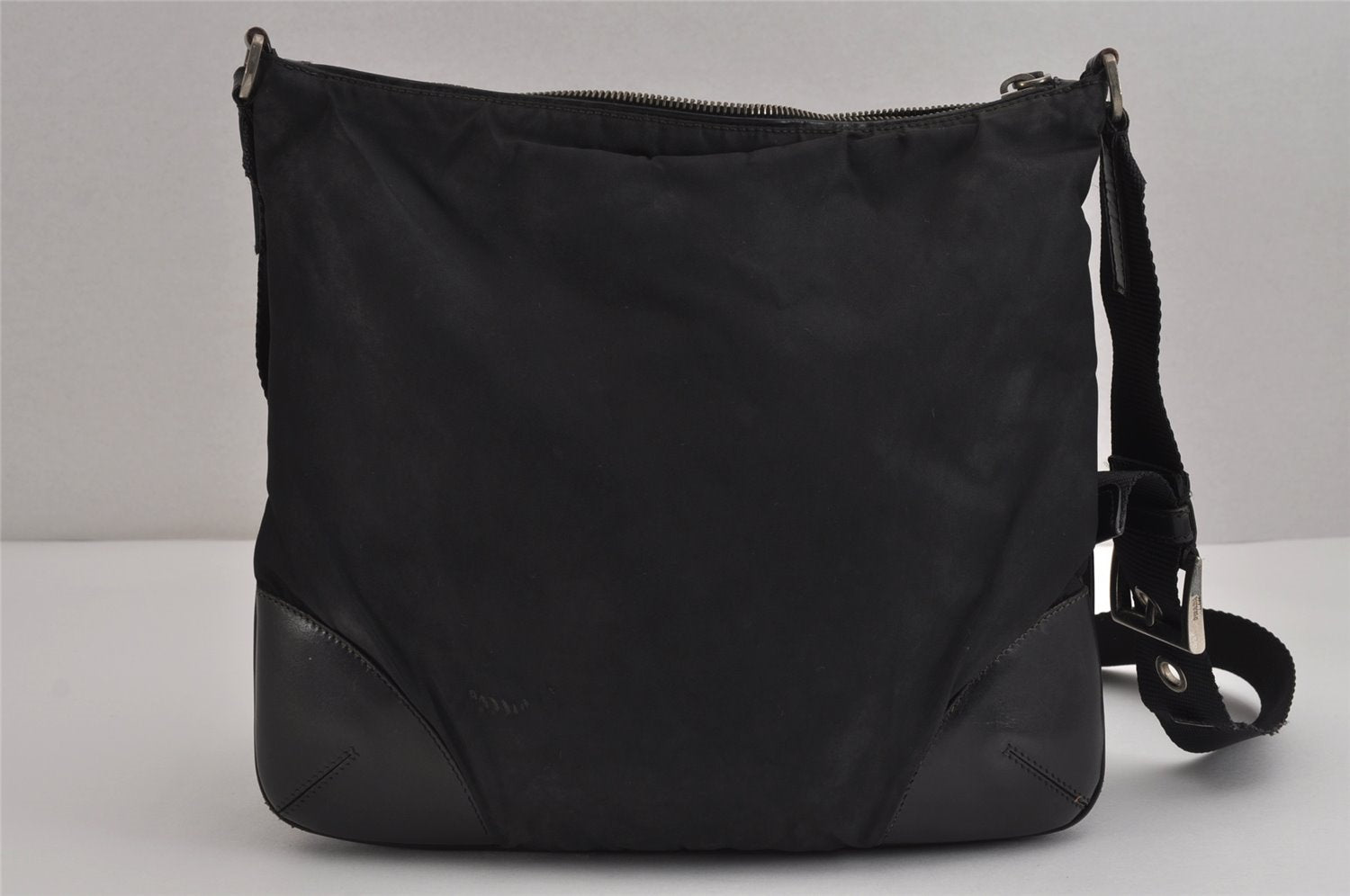 Authentic PRADA Nylon Tessuto Leather Shoulder Cross Body Bag Black Junk 3972J
