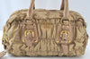 Authentic PRADA Tessuto Gaufre Nylon Leather 2Way Shoulder Hand Bag Beige 3973J