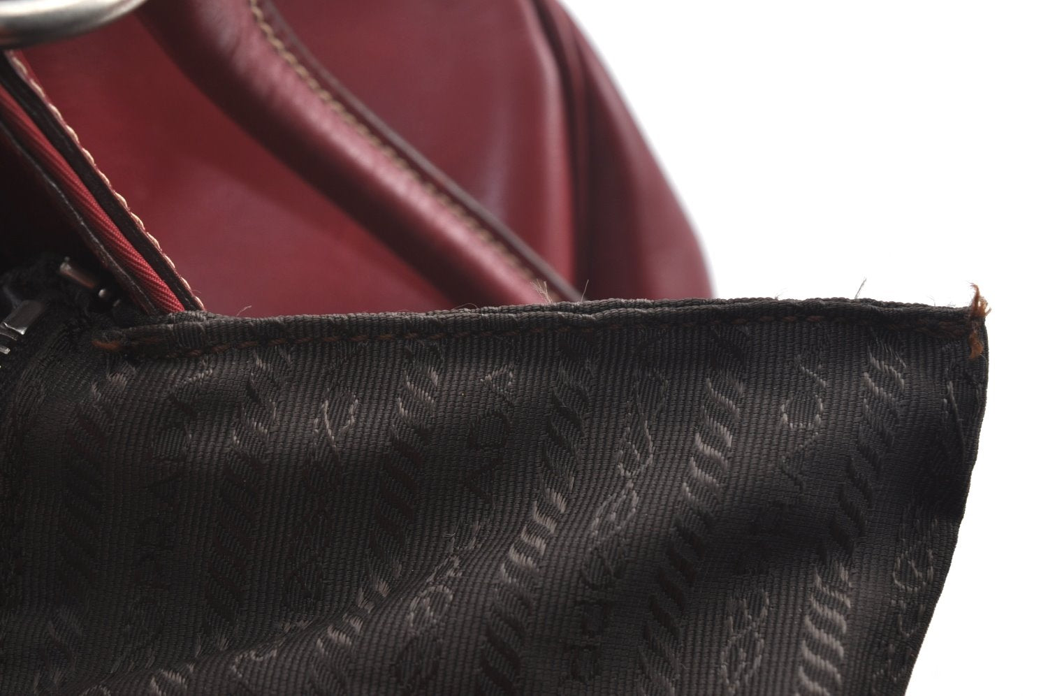 Authentic PRADA Vintage Nylon Tessuto Leather Shoulder Hand Bag Red 3974J