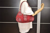 Authentic PRADA Vintage Nylon Tessuto Leather Shoulder Hand Bag Red 3974J