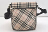 Authentic BURBERRY BLUE LABEL Check Shoulder Cross Bag Nylon Leather Beige 3975J