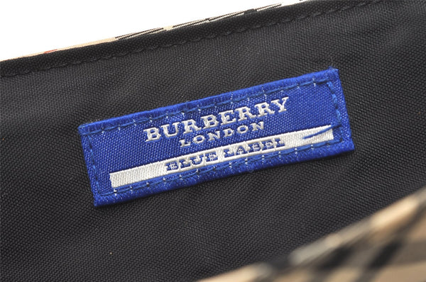 Authentic BURBERRY BLUE LABEL Check Shoulder Cross Bag Nylon Leather Beige 3975J