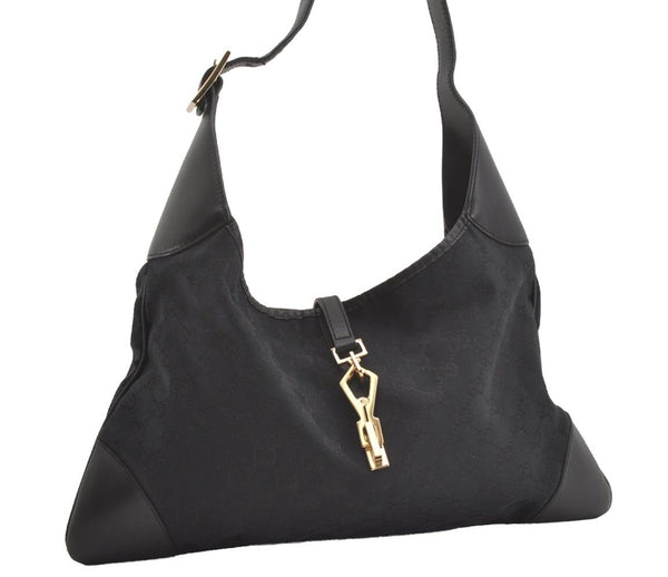 Authentic GUCCI Kandinsky Shoulder Bag GG Canvas Leather 0014075 Black 3976J