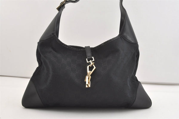 Authentic GUCCI Kandinsky Shoulder Bag GG Canvas Leather 0014075 Black 3976J