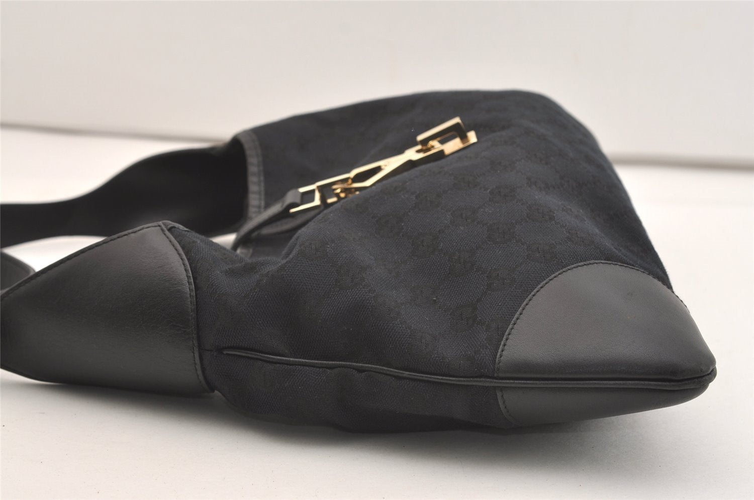 Authentic GUCCI Kandinsky Shoulder Bag GG Canvas Leather 0014075 Black 3976J