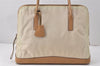 Authentic PRADA Vintage Nylon Tessuto Leather Shoulder Tote Bag Beige 3976K