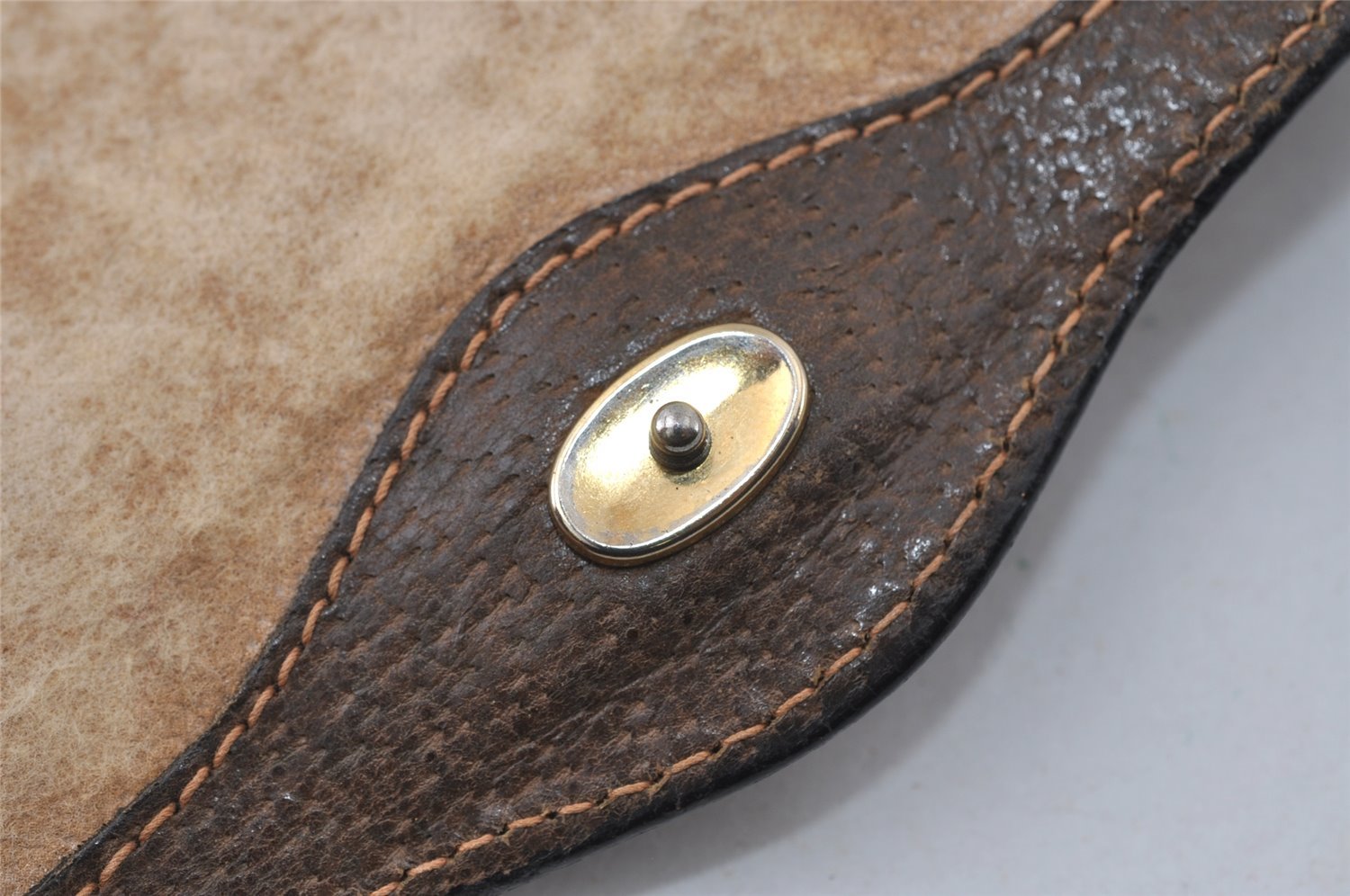 Authentic GUCCI Web Sherry Line Clutch Hand Bag GG PVC Leather Brown Junk 3977I