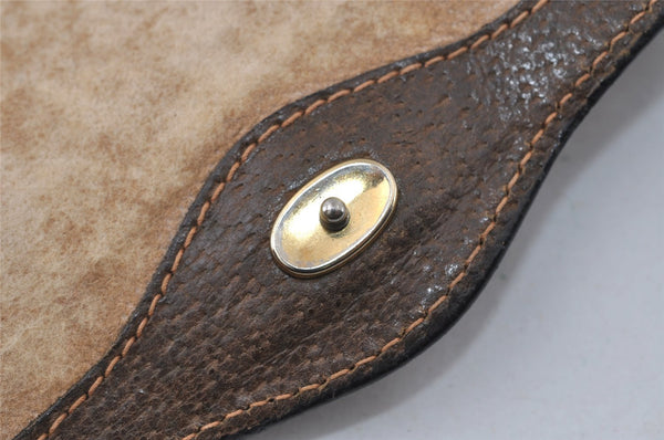 Authentic GUCCI Web Sherry Line Clutch Hand Bag GG PVC Leather Brown Junk 3977I