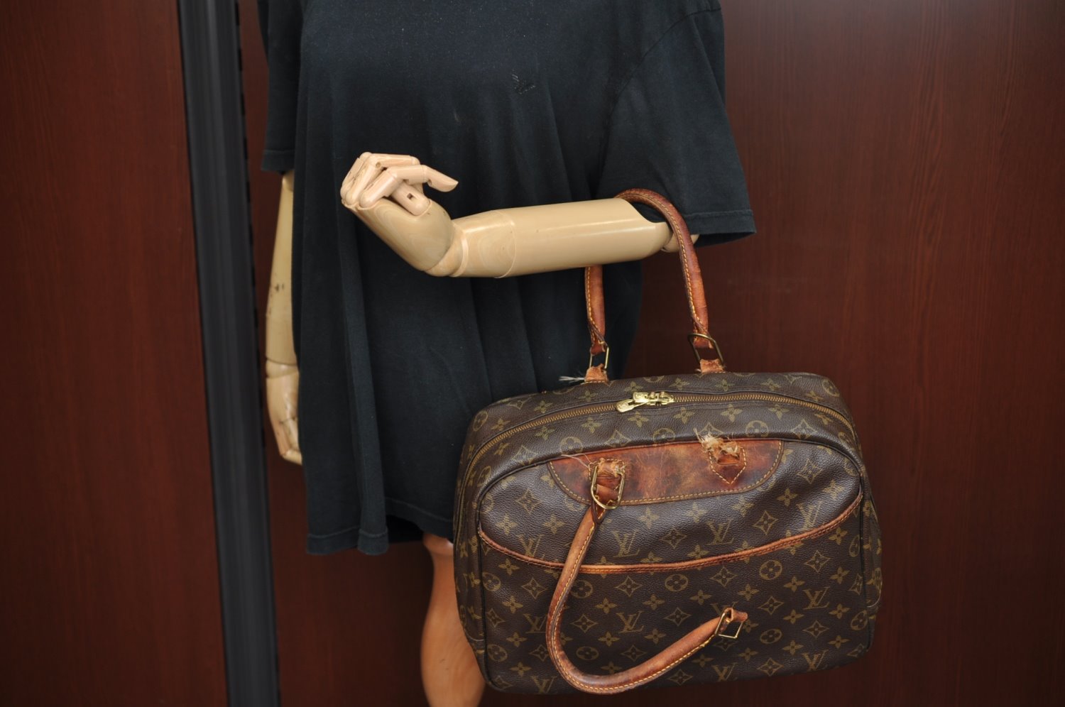 Authentic Louis Vuitton Monogram Deauville Hand Bag M47270 LV Junk 3978G