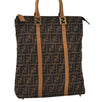 Authentic FENDI Vintage Zucca Hand Tote Bag Canvas Leather Brown 3978I