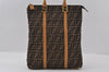 Authentic FENDI Vintage Zucca Hand Tote Bag Canvas Leather Brown 3978I