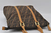 Authentic FENDI Vintage Zucca Hand Tote Bag Canvas Leather Brown 3978I
