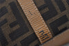 Authentic FENDI Vintage Zucca Hand Tote Bag Canvas Leather Brown 3978I