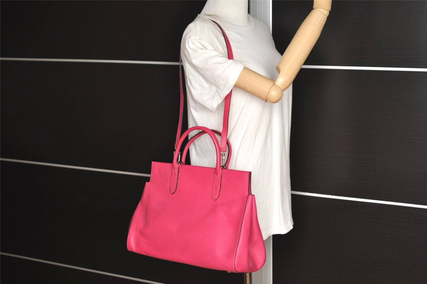 Authentic Louis Vuitton Epi Marly MM 2Way Hand Bag Pink M41282 LV 3979J