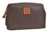Authentic CELINE Macadam Blason Pattern Pouch Purse PVC Leather Brown 3979K