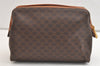 Authentic CELINE Macadam Blason Pattern Pouch Purse PVC Leather Brown 3979K