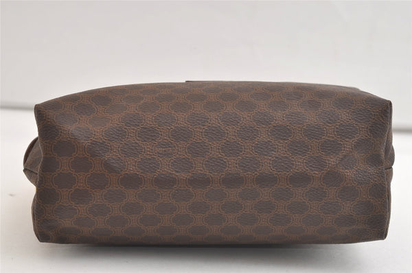 Authentic CELINE Macadam Blason Pattern Pouch Purse PVC Leather Brown 3979K