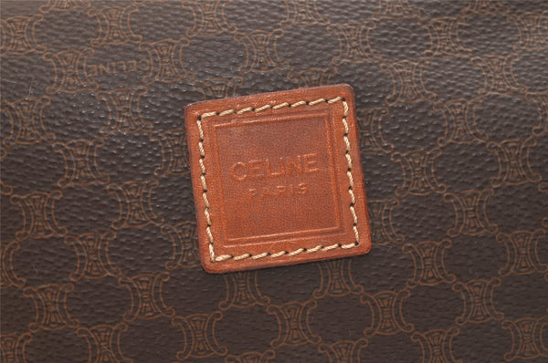 Authentic CELINE Macadam Blason Pattern Pouch Purse PVC Leather Brown 3979K