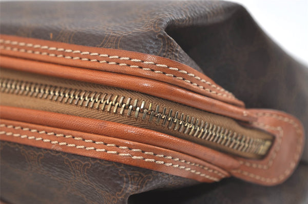 Authentic CELINE Macadam Blason Pattern Pouch Purse PVC Leather Brown 3979K