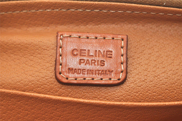 Authentic CELINE Macadam Blason Pattern Pouch Purse PVC Leather Brown 3979K