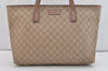 Authentic GUCCI Vintage Shoulder Tote Bag GG PVC Leather 211137 Beige 3980J