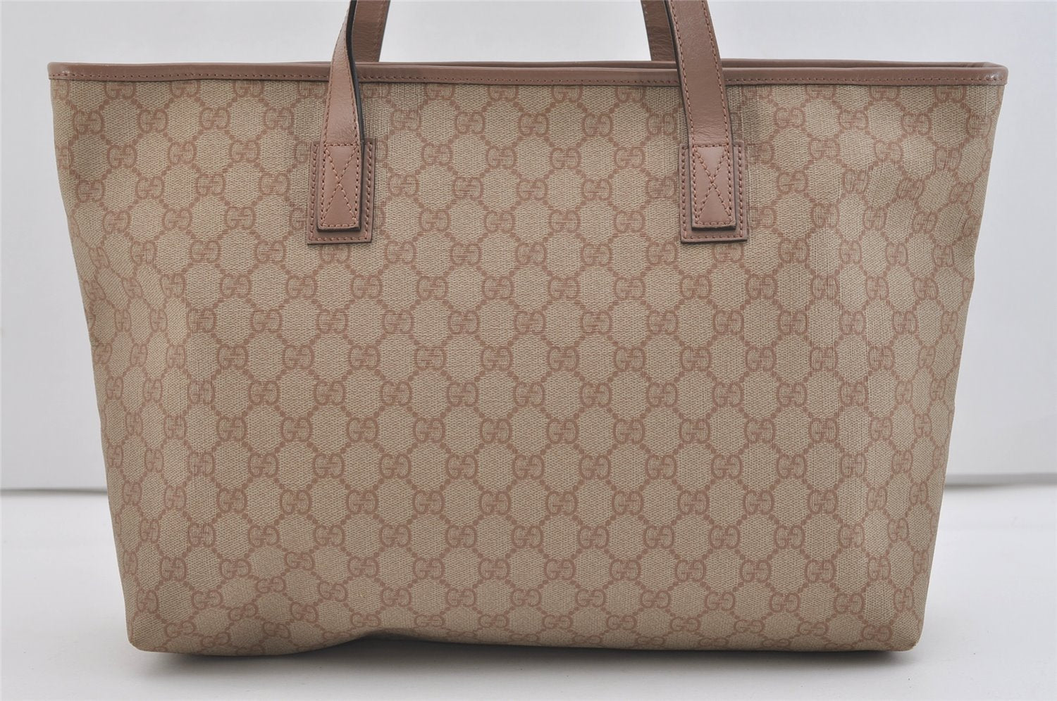 Authentic GUCCI Vintage Shoulder Tote Bag GG PVC Leather 211137 Beige 3980J