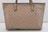 Authentic GUCCI Vintage Shoulder Tote Bag GG PVC Leather 211137 Beige 3980J