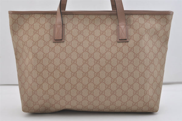 Authentic GUCCI Vintage Shoulder Tote Bag GG PVC Leather 211137 Beige 3980J