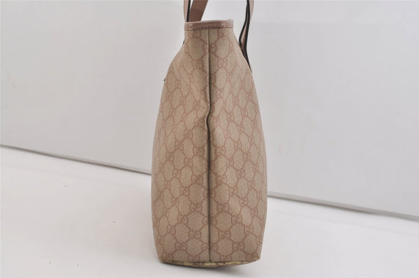 Authentic GUCCI Vintage Shoulder Tote Bag GG PVC Leather 211137 Beige 3980J