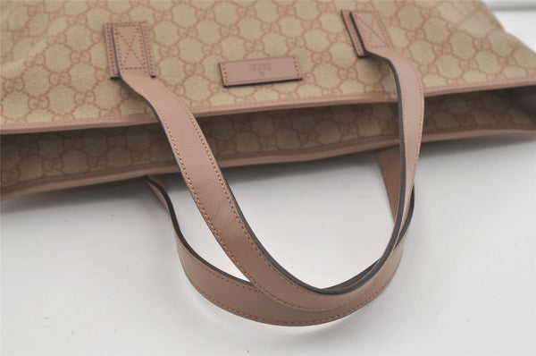 Authentic GUCCI Vintage Shoulder Tote Bag GG PVC Leather 211137 Beige 3980J