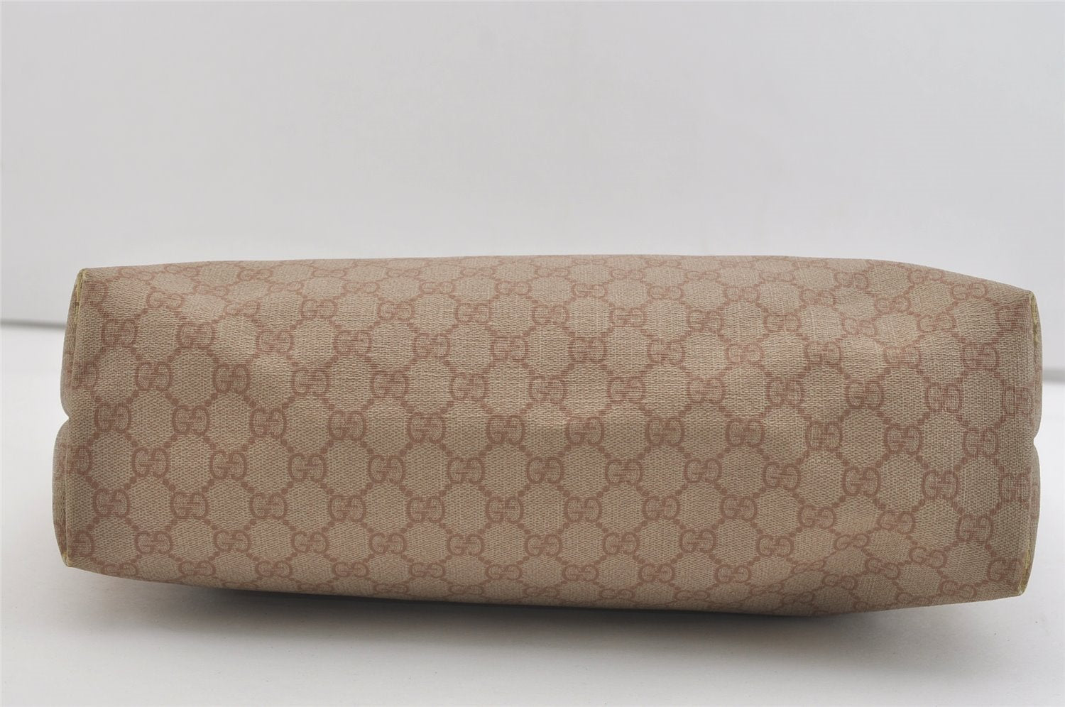 Authentic GUCCI Vintage Shoulder Tote Bag GG PVC Leather 211137 Beige 3980J