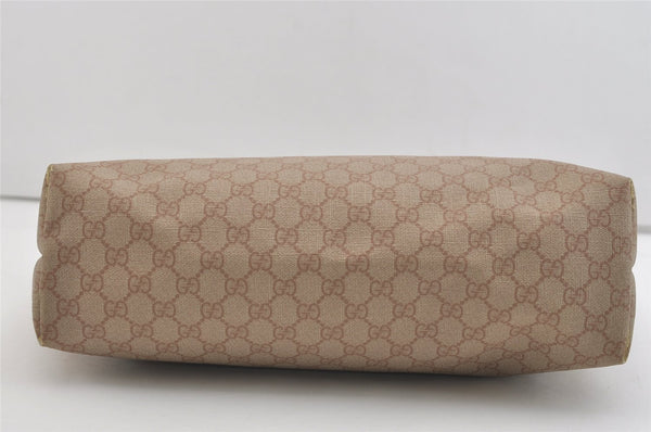 Authentic GUCCI Vintage Shoulder Tote Bag GG PVC Leather 211137 Beige 3980J