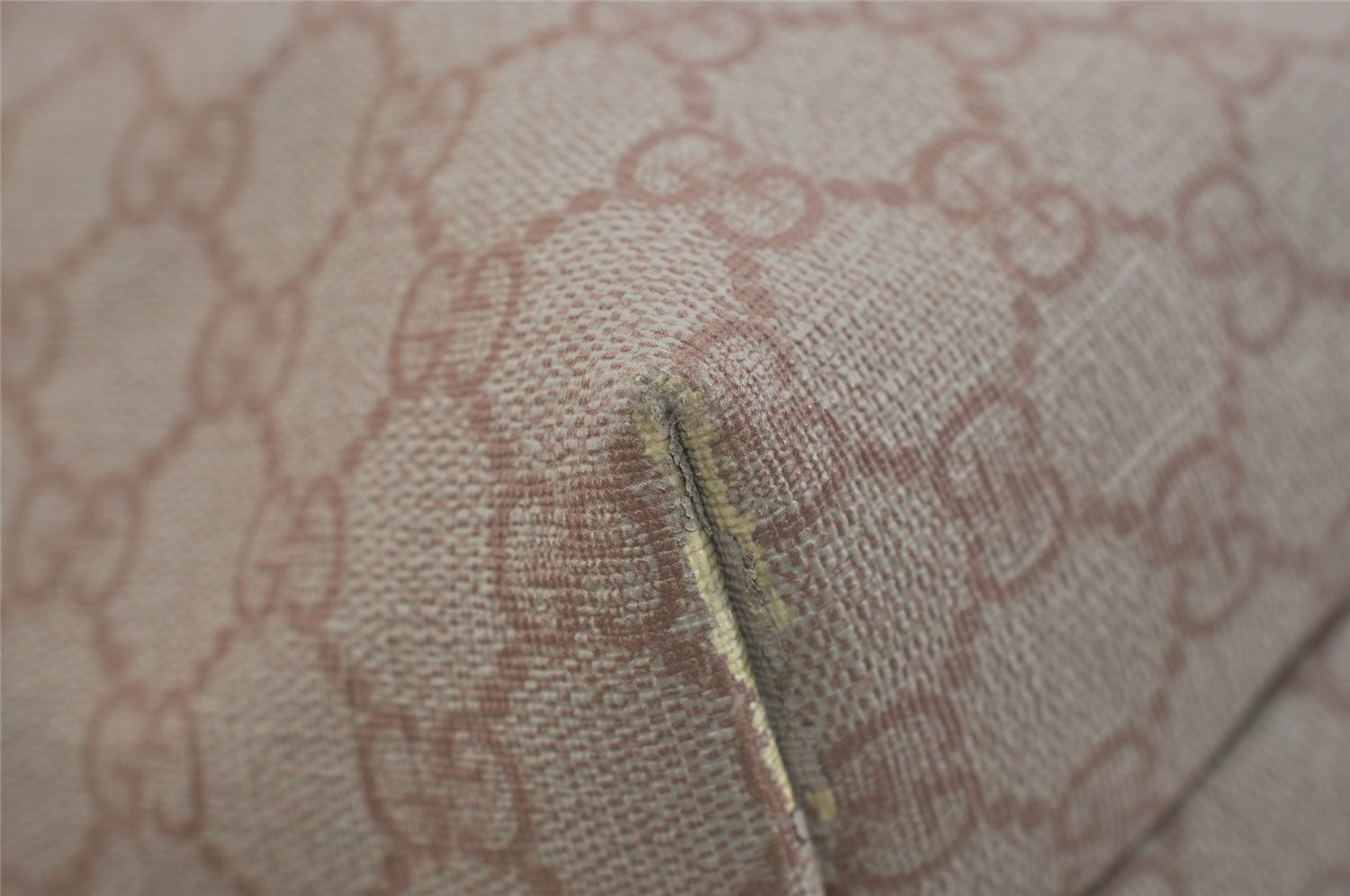 Authentic GUCCI Vintage Shoulder Tote Bag GG PVC Leather 211137 Beige 3980J