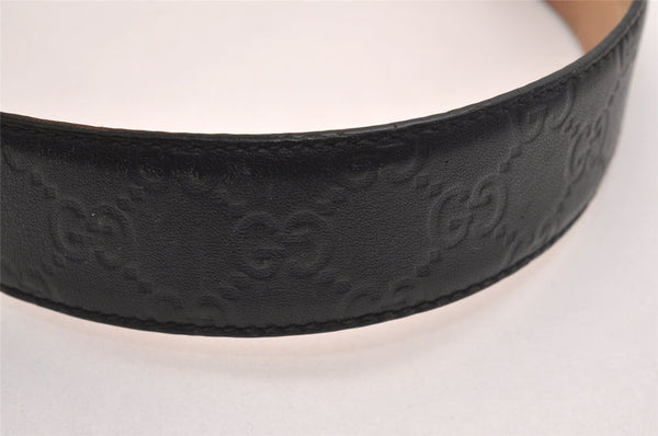 Auth GUCCI Guccissima Interlocking Belt GG Leather 90cm 35.4" 114984 Black 3981J