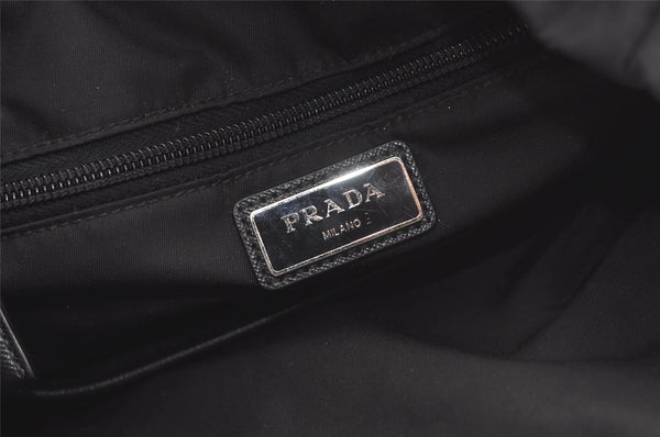 Authentic PRADA Vintage Nylon Tessuto Leather Drawstring Backpack Black 3981K