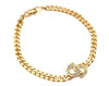 Authentic Christian Dior Chain Bracelet Rhinestone Gold Tone CD 3982K