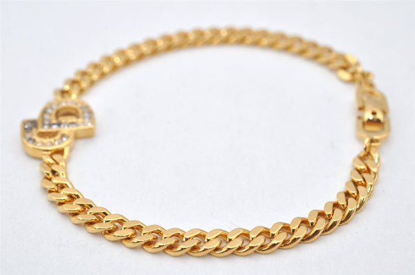 Authentic Christian Dior Chain Bracelet Rhinestone Gold Tone CD 3982K