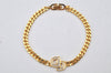 Authentic Christian Dior Chain Bracelet Rhinestone Gold Tone CD 3982K
