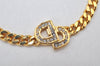 Authentic Christian Dior Chain Bracelet Rhinestone Gold Tone CD 3982K
