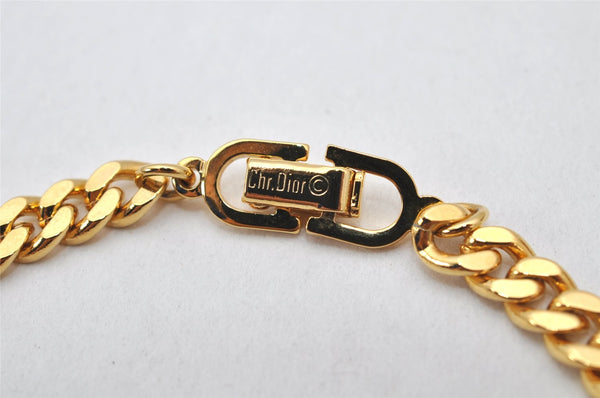 Authentic Christian Dior Chain Bracelet Rhinestone Gold Tone CD 3982K