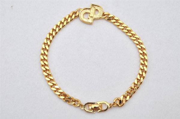 Authentic Christian Dior Chain Bracelet Rhinestone Gold Tone CD 3982K
