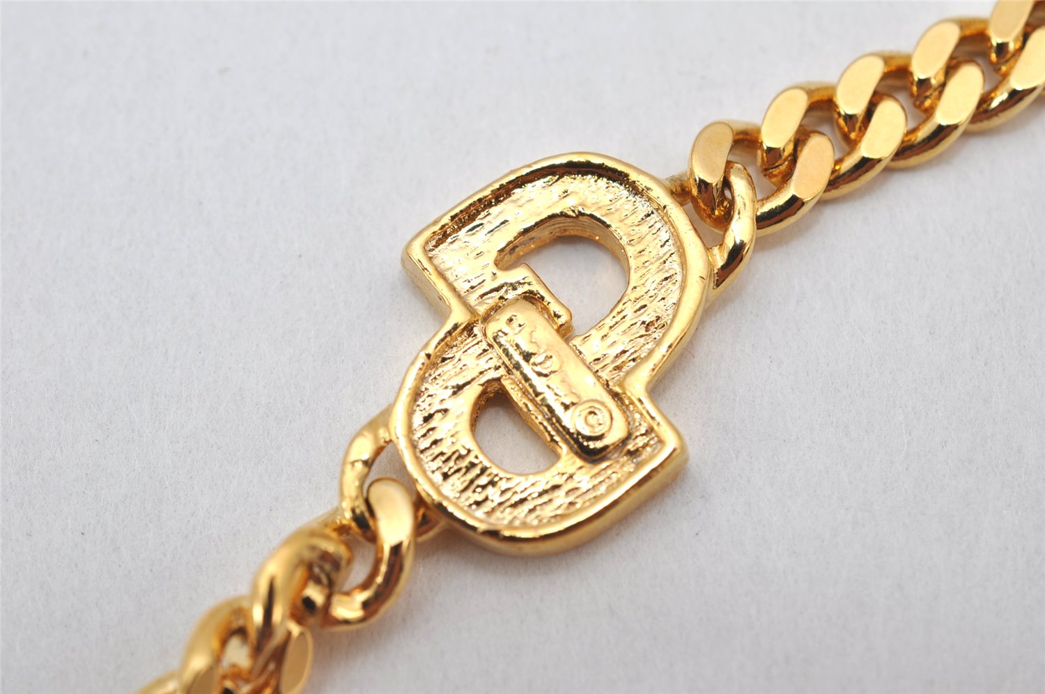 Authentic Christian Dior Chain Bracelet Rhinestone Gold Tone CD 3982K