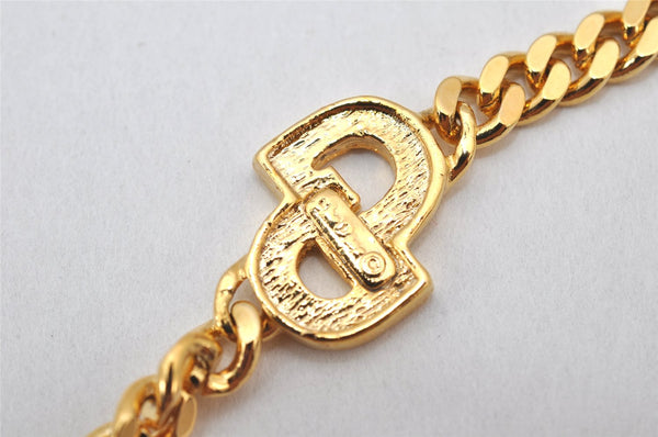 Authentic Christian Dior Chain Bracelet Rhinestone Gold Tone CD 3982K