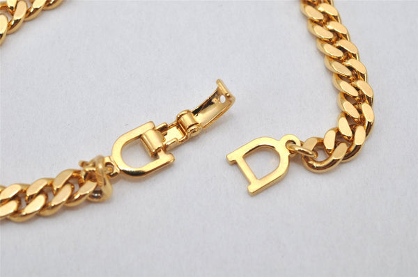 Authentic Christian Dior Chain Bracelet Rhinestone Gold Tone CD 3982K