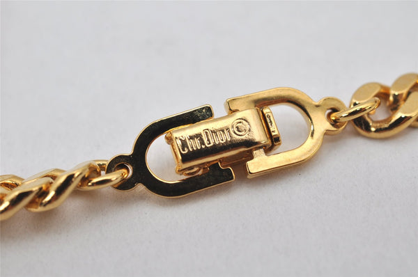 Authentic Christian Dior Chain Bracelet Rhinestone Gold Tone CD 3982K
