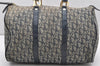 Authentic Christian Dior Trotter Hand Boston Bag Canvas Leather Blue Junk 3983K