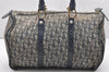 Authentic Christian Dior Trotter Hand Boston Bag Canvas Leather Blue Junk 3983K